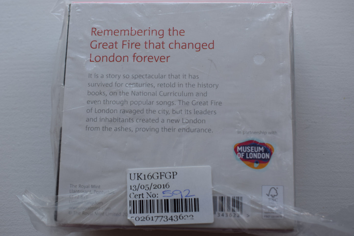 2016 Royal Mint The Great Fire of London £2 Gold Proof Coin