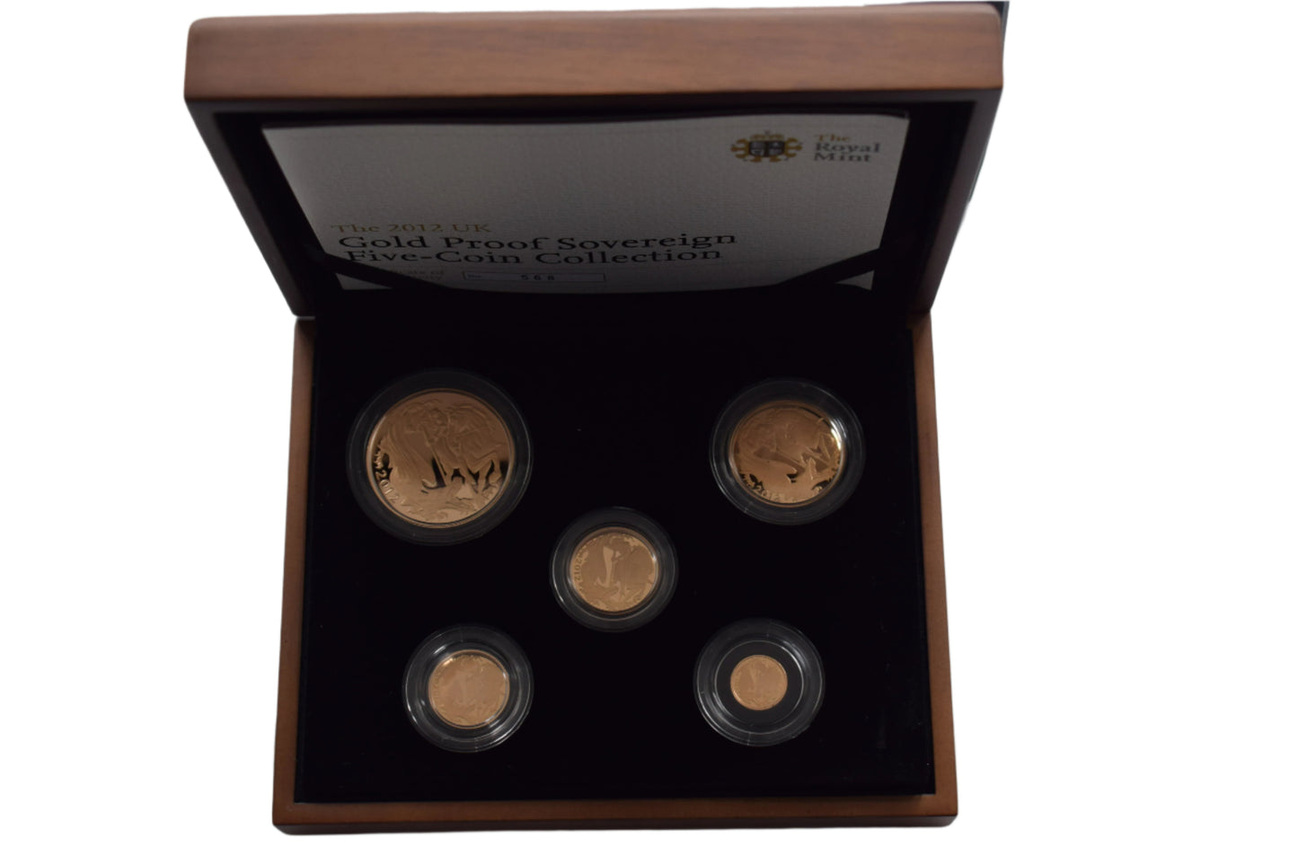 2012 Royal Mint QE II George & the Dragon 69.54 g 5 Coin Gold Proof Sovereign Set