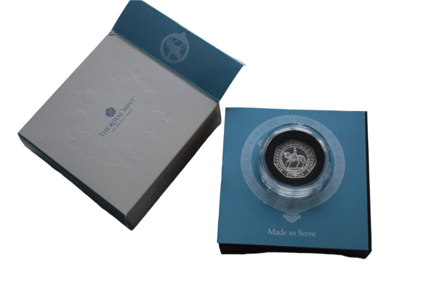 2022 Royal Mint QE II Platinum Jubilee 50p Silver Proof Piedfort Coin
