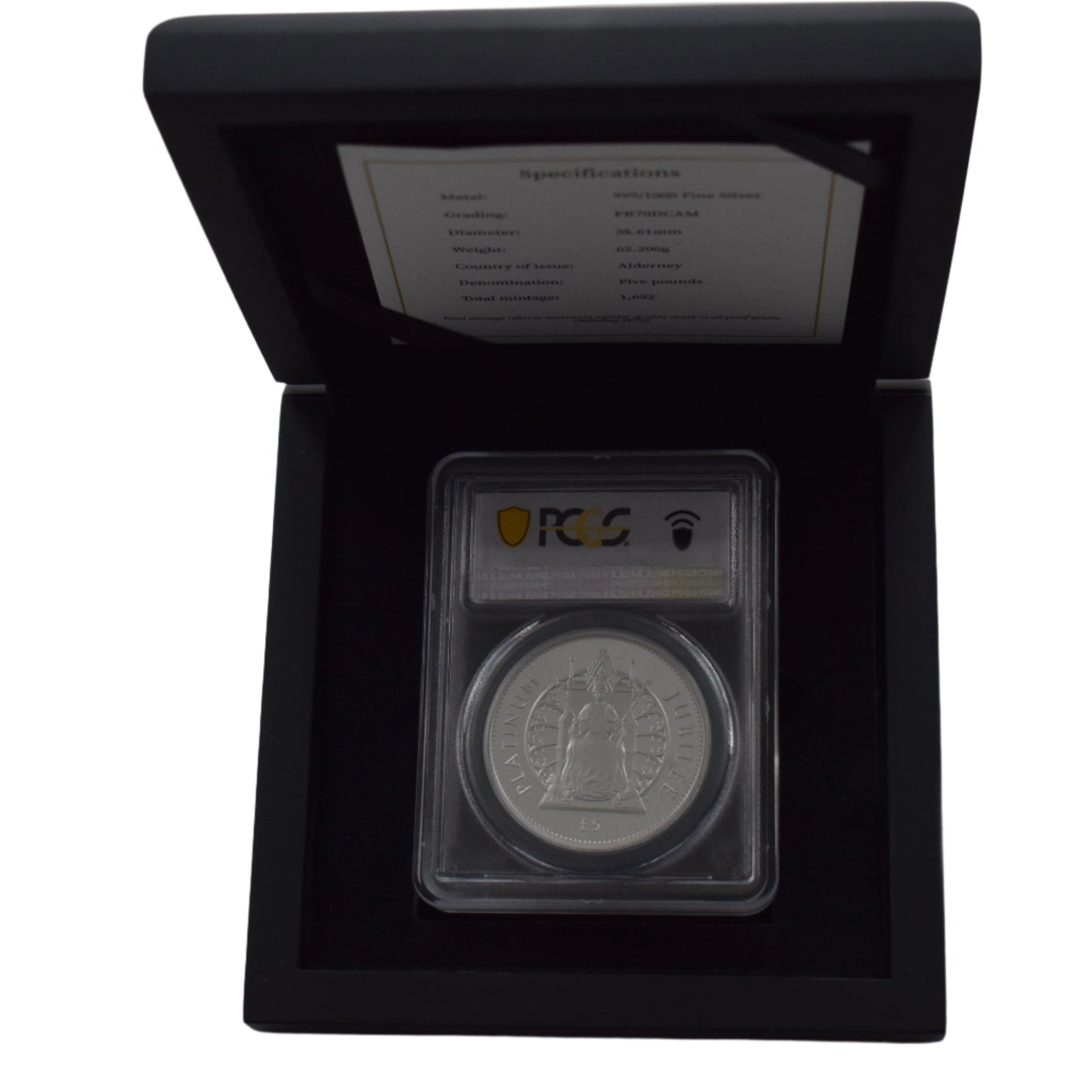 2022 Alderney QE II Platinum Jubilee 2 Oz Silver Proof PCGS PR70 DCAM Coin