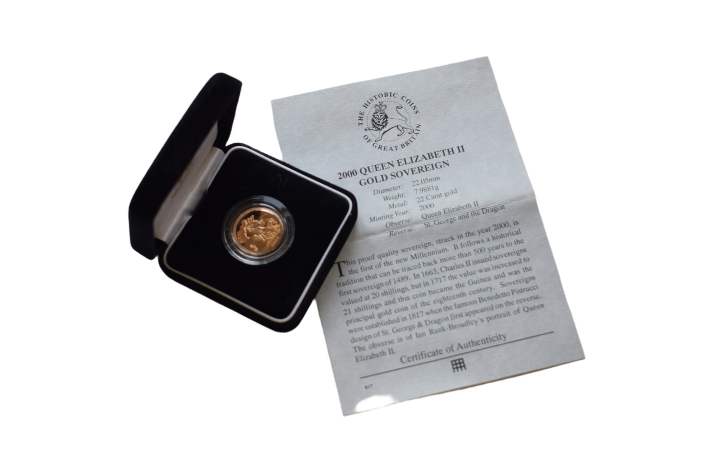 2000 RM QE II George & Dragon Gold Proof Sovereign