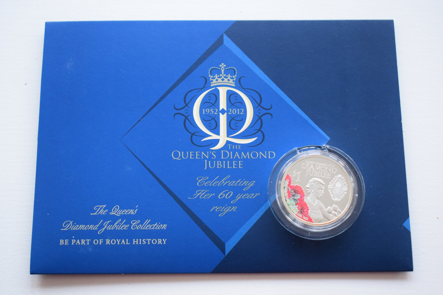 2012 NZ Mint Diamond Jubilee Queens Christmas Message Silver Proof £5 Coin - Carded