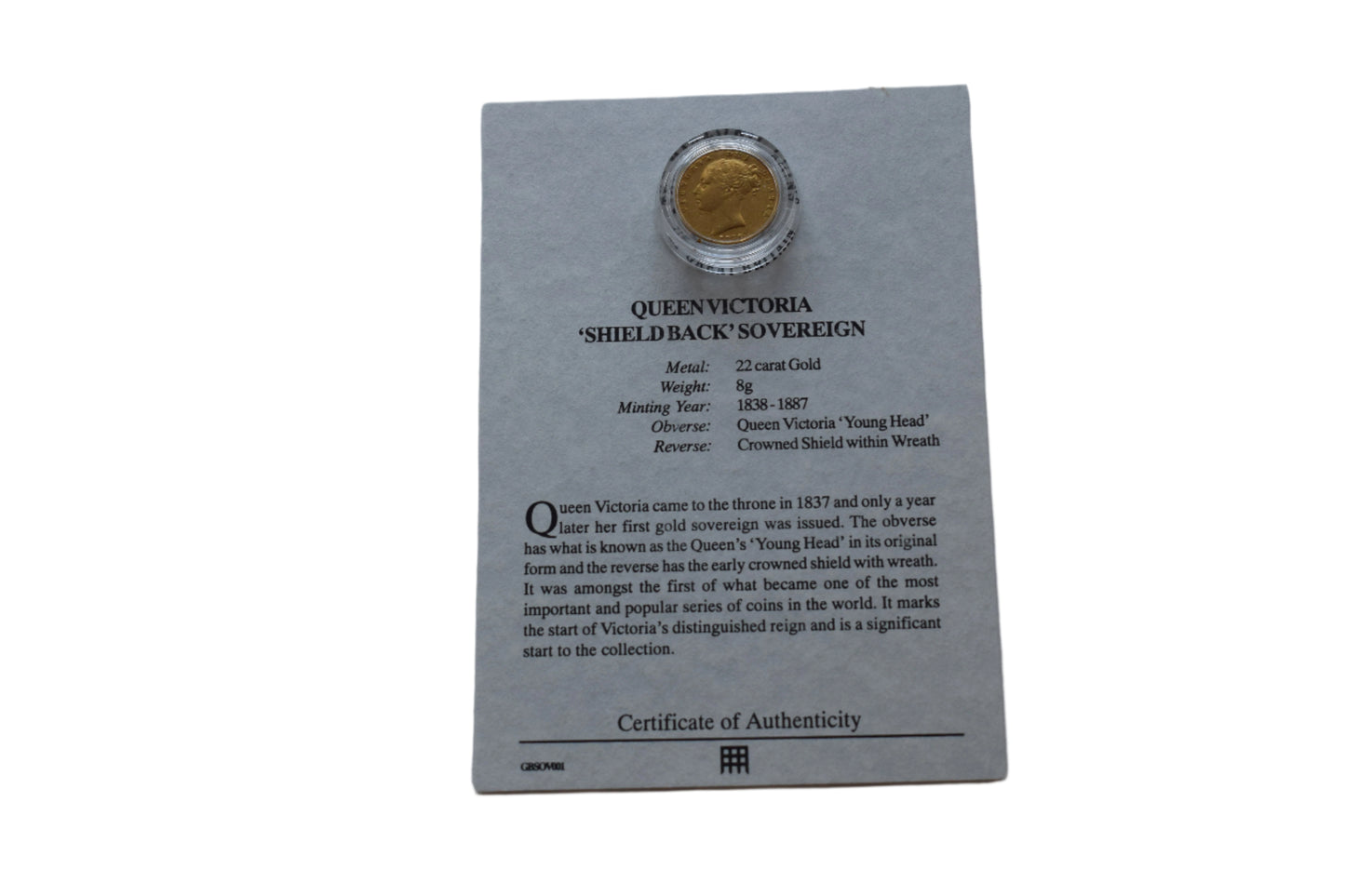 1872 S Young Head Shield Gold Sovereign