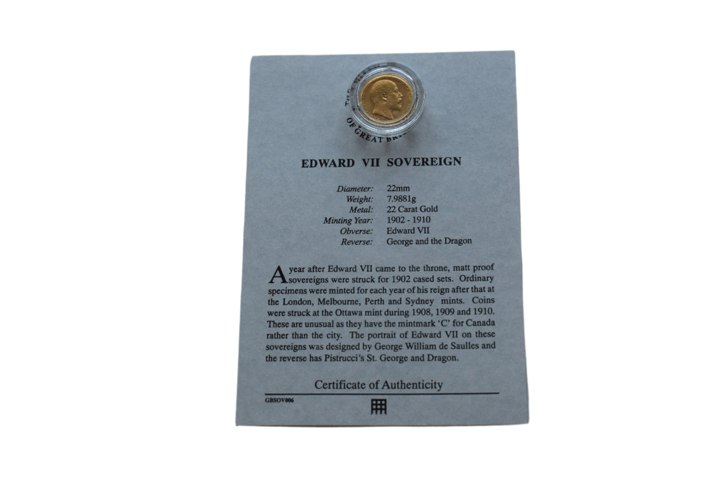 1907 Edward VII George & Dragon Gold Sovereign