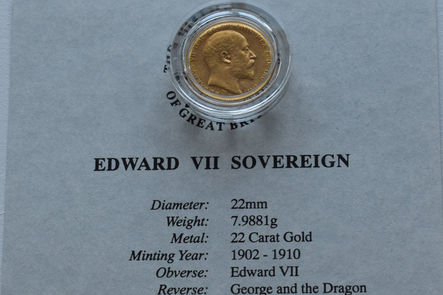1907 Edward VII George & Dragon Gold Sovereign