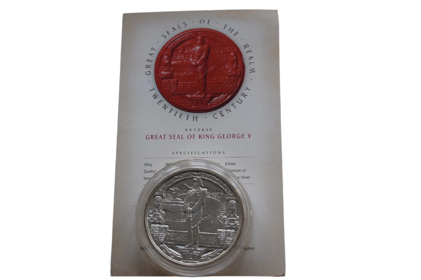2006 Great Seal of Realm George V 5oz Silver Medal Coin