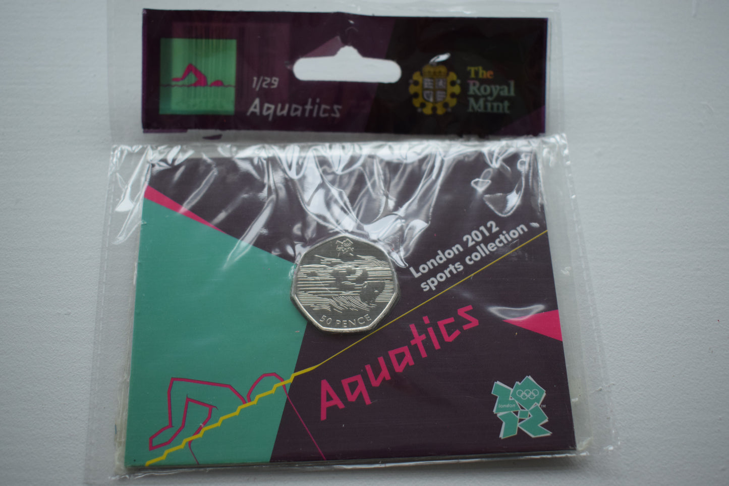 2012 Royal Mint London Olympic Acquatics 50p BU Nickel Coin