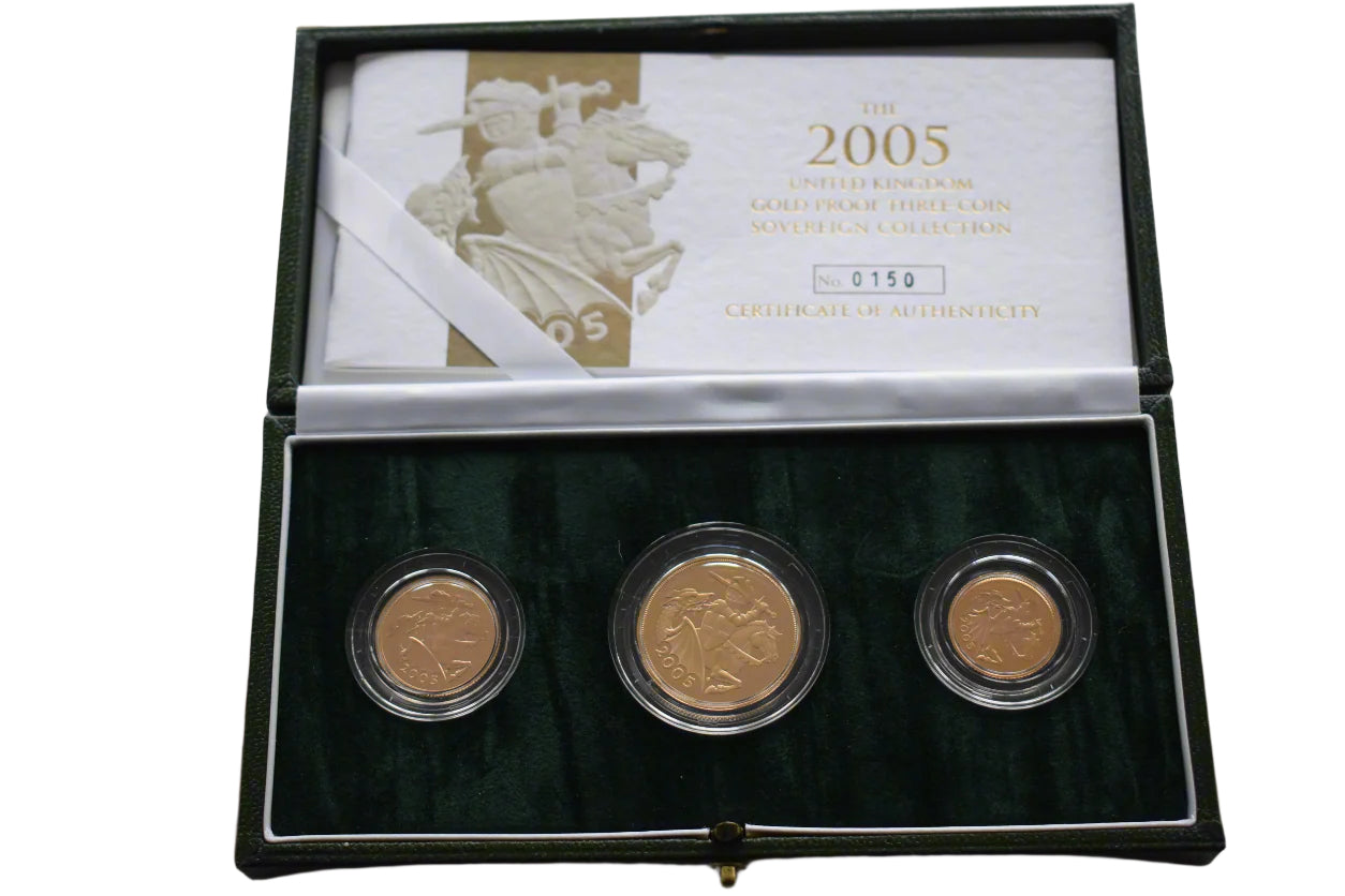 2005 RM One Off Special Design Gold Proof 3 Coin Sovereign Set Box COA