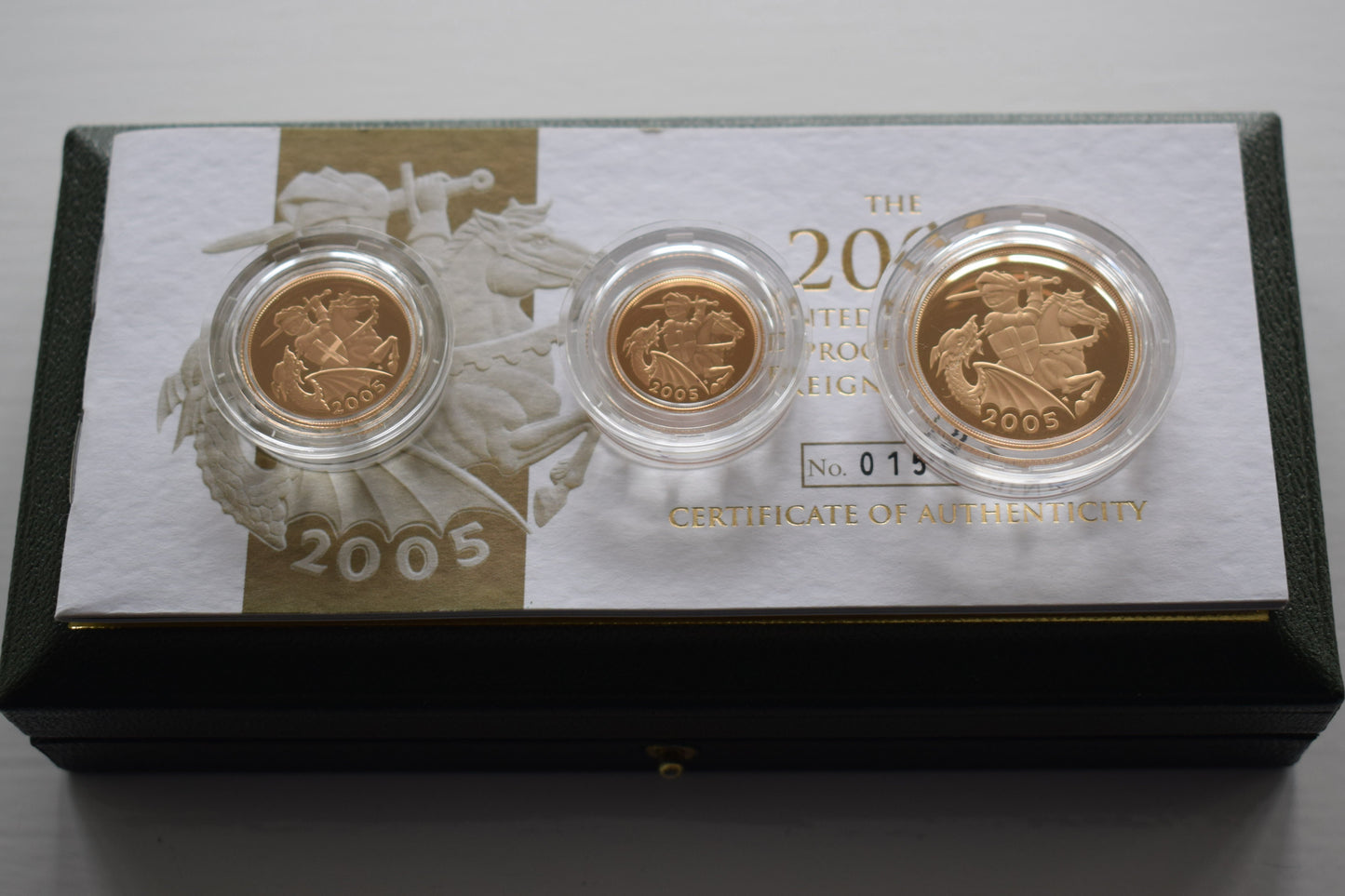 2005 RM One Off Special Design Gold Proof 3 Coin Sovereign Set Box COA