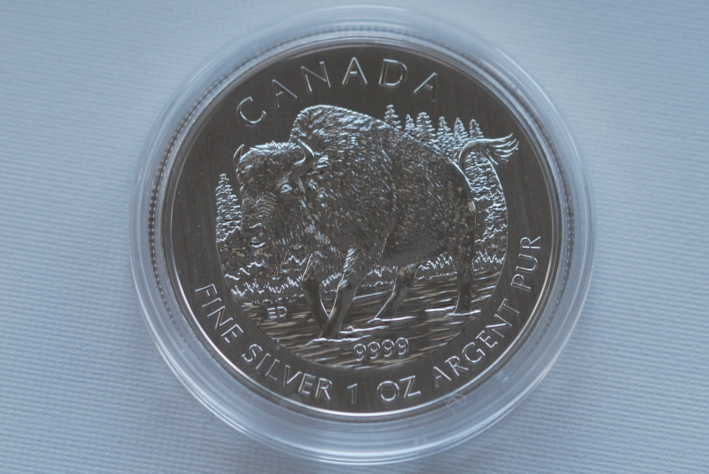 2013 Canadian Mint QE II $5 Bison- 1 oz 9999 Silver Coin