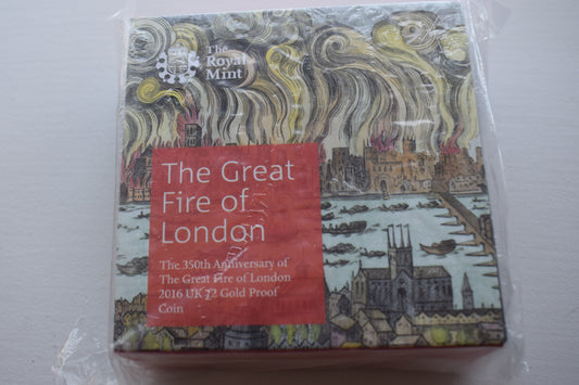 2016 Royal Mint The Great Fire of London £2 Gold Coin Proof AGW 15.98g Box COA