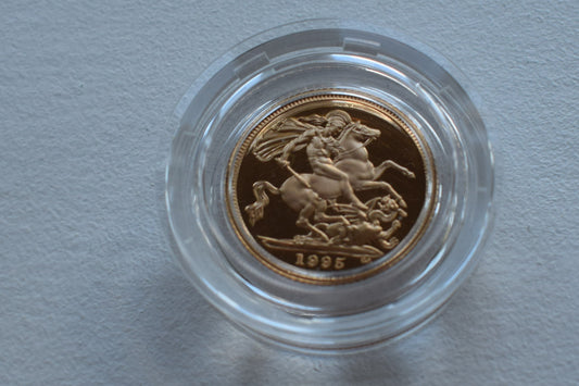 1995 RM George and Dragon (AGW 3.66 grams) Half Sovereign Proof Gold Coin