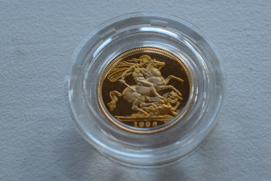 1998 RM George and Dragon (AGW 3.66 grams) Half Sovereign Proof Gold Coin