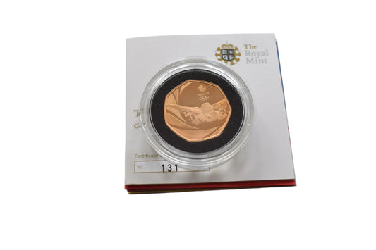 2016 Royal Mint Team GB Olympics Gold Proof 50p Coin AGW 14.21g Box COA