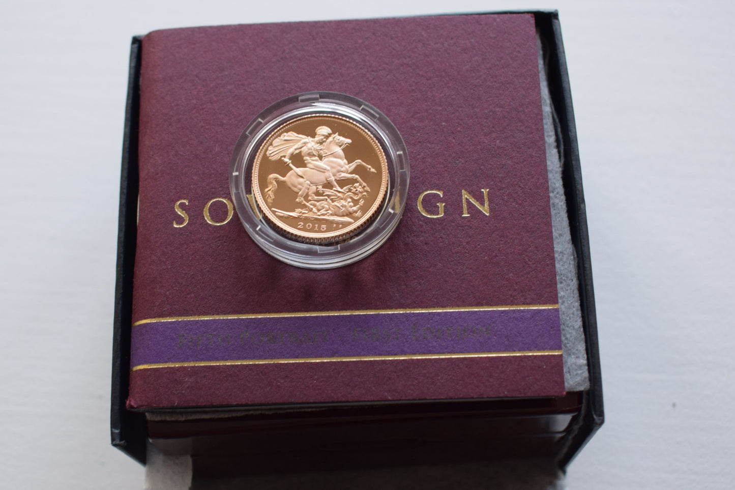 2015 RM QE II First Ed (5th Portrait) (AGW 7.32 g) Proof Gold Sovereign BOX COA