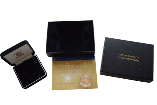 2002 Royal Mint QE II Golden Jubilee Gold Proof Sovereign AGW 7.32g Box COA