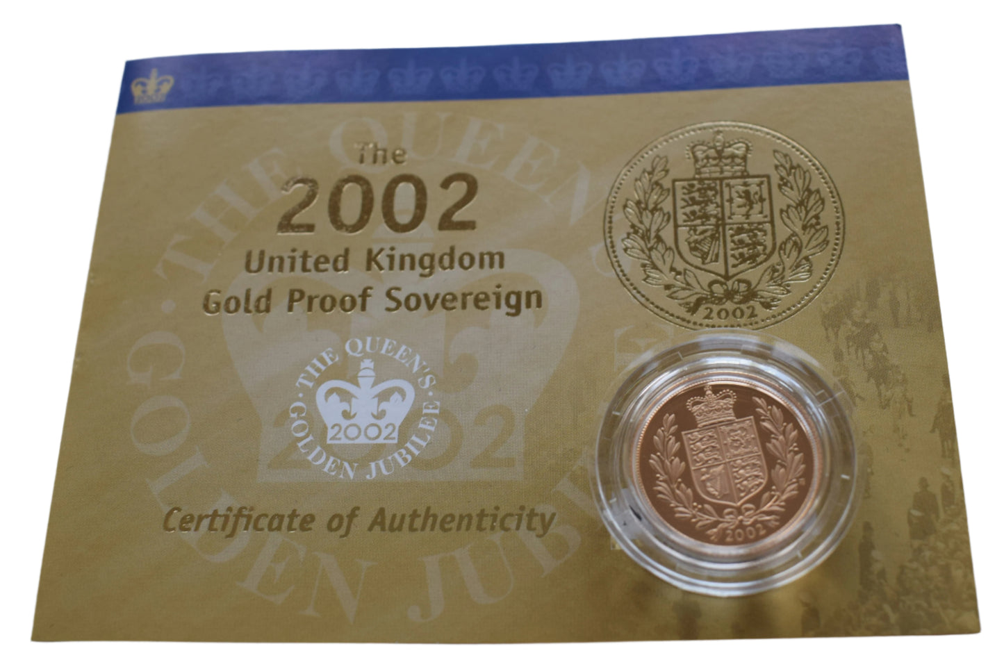 2002 Royal Mint QE II Golden Jubilee Gold Proof Sovereign AGW 7.32g Box COA