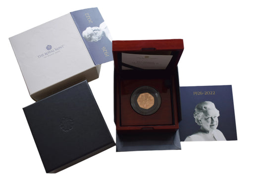 2022 Royal Mint QE II Memorial Gold Proof 50p Coin AGW 14.21g Box COA