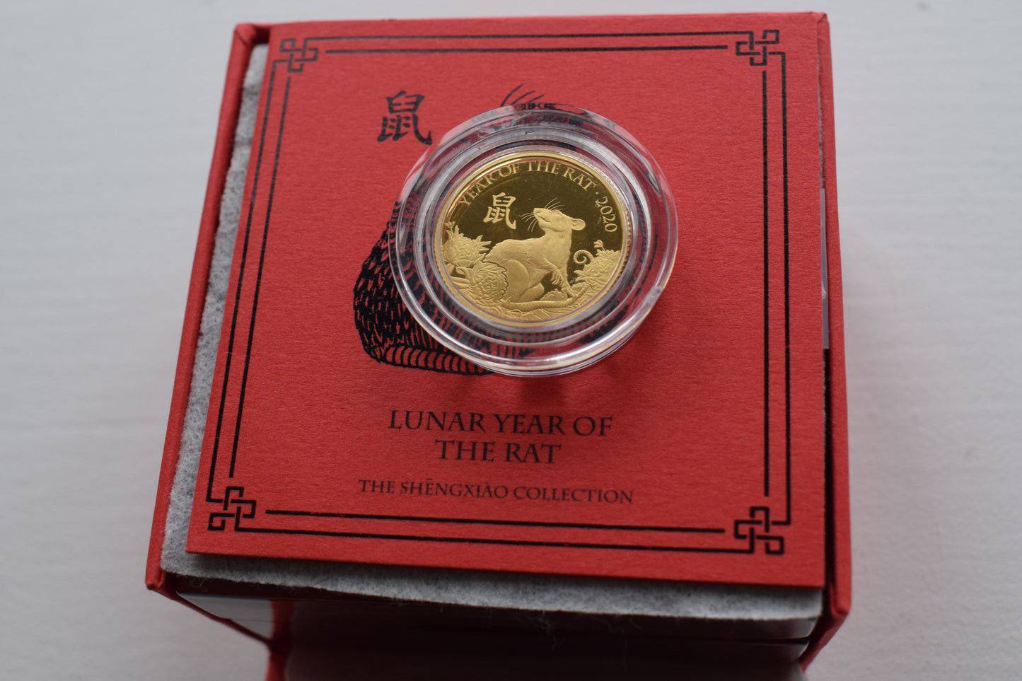 2020 Royal Mint Lunar Year of the Rat 1/4 oz 7.78g Proof Gold Coin Box COA