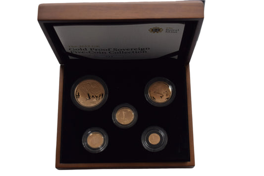 2012 RM George & Dragon One Off Design Gold Proof 5 Coin Sovereign Set Box COA