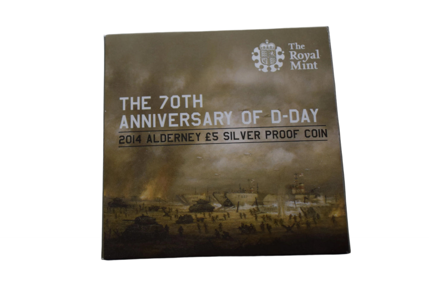 2014 Alderney 70th Anniversary of D-Day £5 Silver Proof Coin BOX, Outer & COA