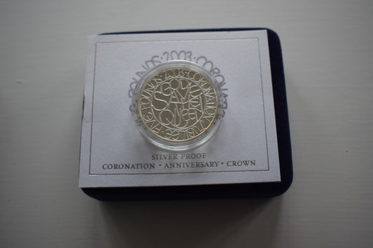 2003 Royal Mint Coronation Jubilee £5 Silver Proof Coin BOX, Outer & COA