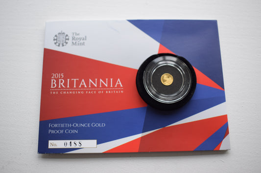 2015 Royal Mint Britannia 1/40 oz proof Gold Coin AGW 0.78g COA