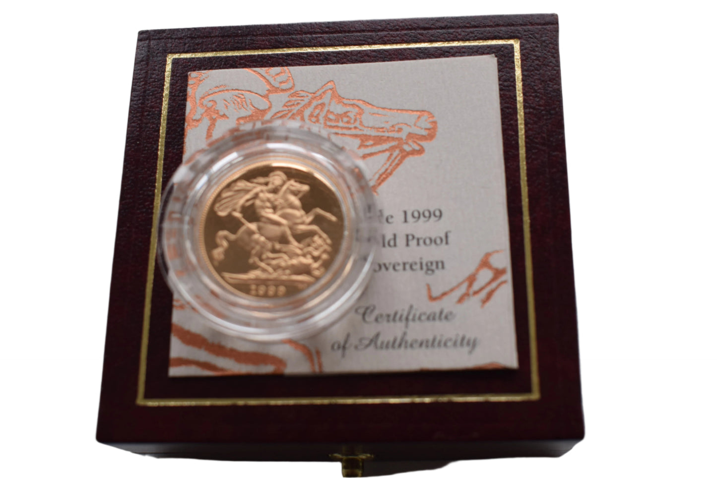 1999 RM George and Dragon (AGW 7.32 grams) Sovereign Proof Gold Coin Box COA