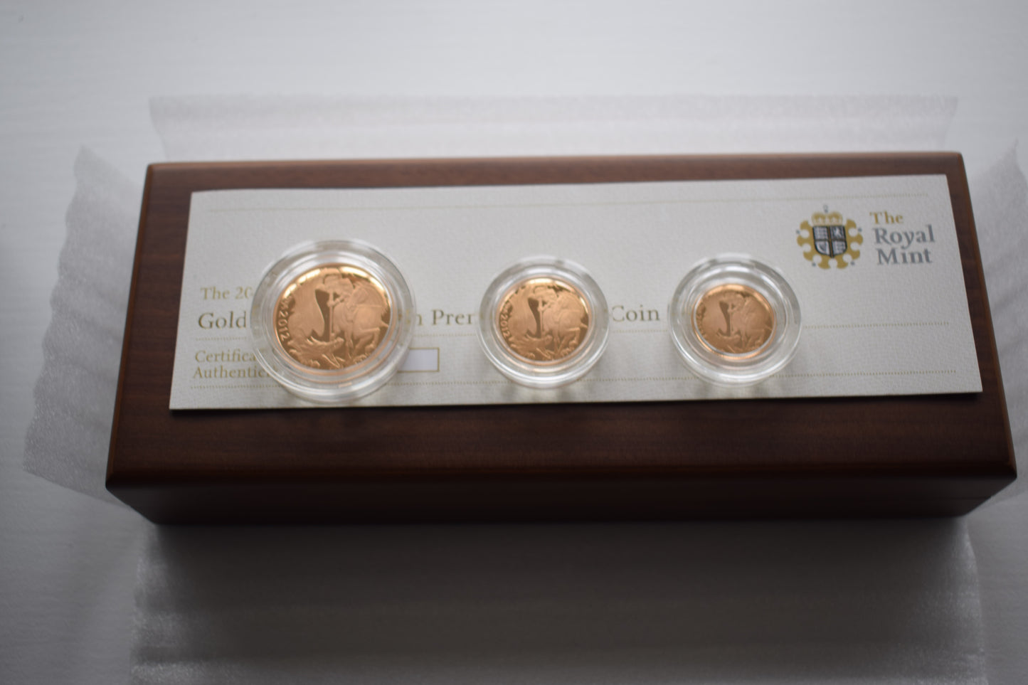 2012 RM One Off Design 3 Coin Premium Gold Proof Sovereign Set 25.64 g Box COA