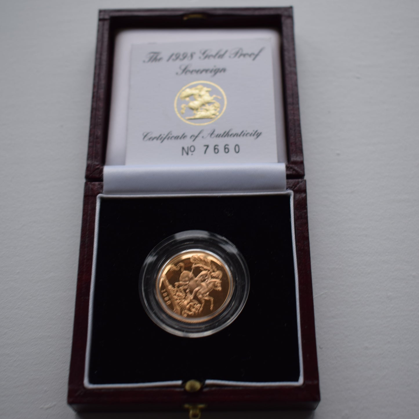 1998 RM George and Dragon (AGW 7.32 grams) Sovereign Proof Gold Coin Box COA