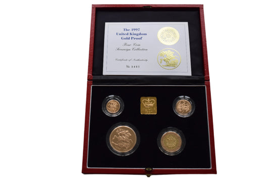 1997 RM George & Dragon Gold Proof 4 Coin Sovereign Set Box COA