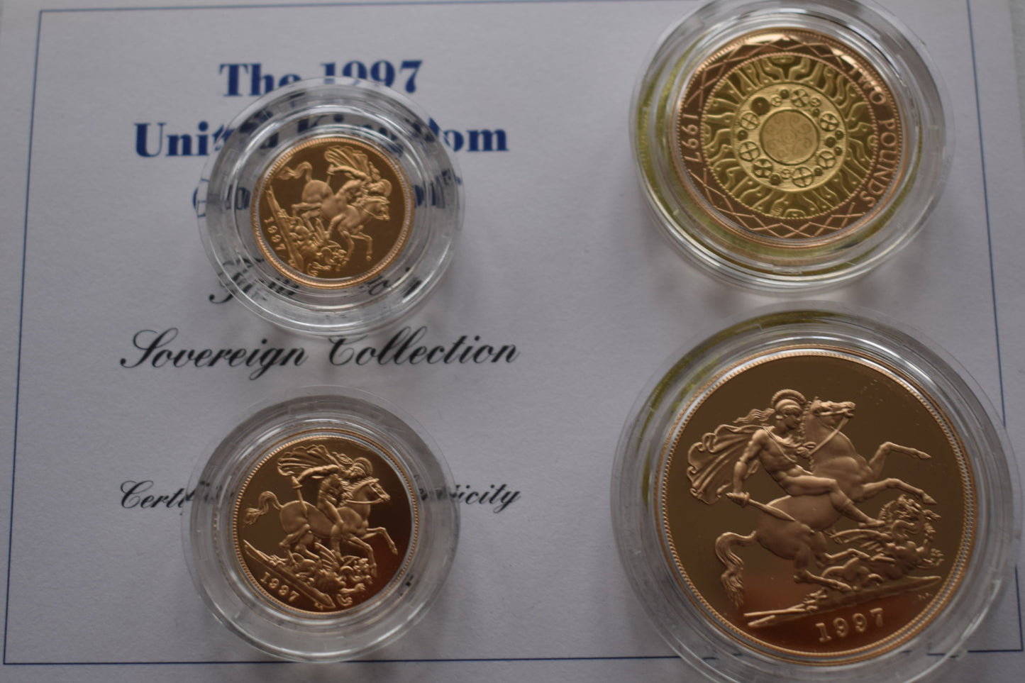 1997 RM George & Dragon Gold Proof 4 Coin Sovereign Set Box COA