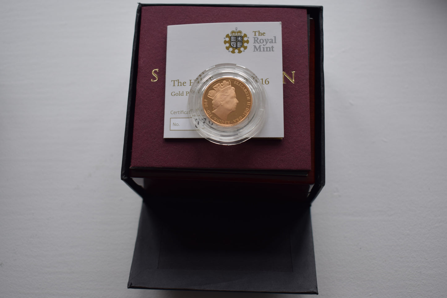 2016 RM QE II JAMES BUTLER (AGW 7.32 grams) Sovereign Proof Gold Coin Box COA