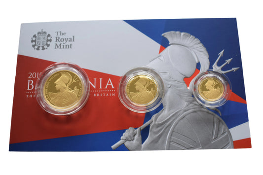 2015 Royal Mint Britannia AGW 26.44g Gold Proof 3 Coin Set Box COA