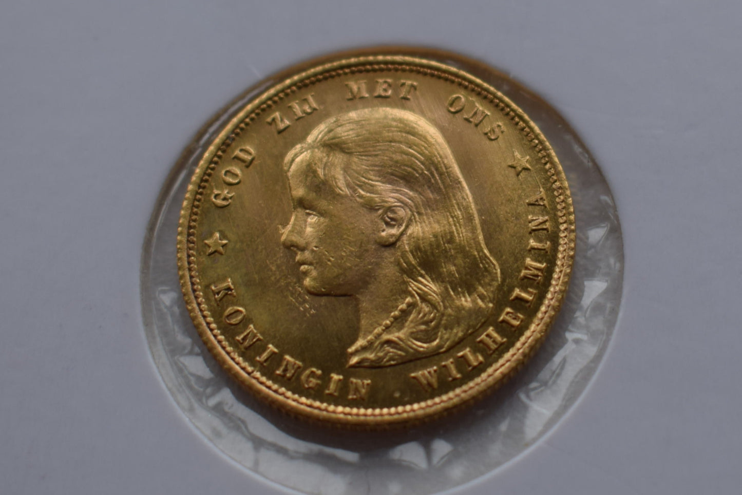 1897 Royal Dutch Mint One Off design Wilhelmina 10 Gulden Gold Coin