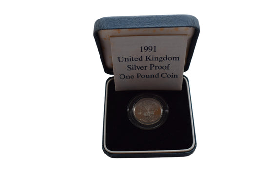 1991 Northern Ireland flax plant Silver Proof £1 Coin Box COA