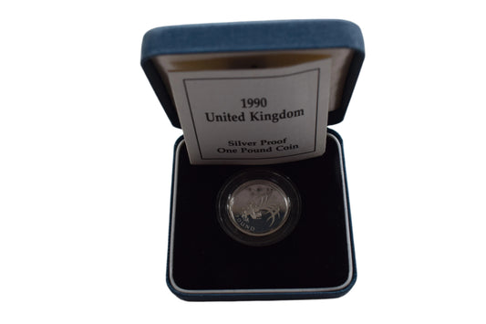 1990 Welsh Leek Silver Proof £1 Coin Box COA