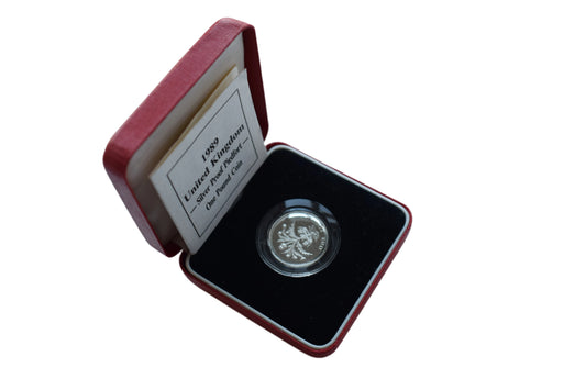 1989 Scottish Floral Emblem Silver Proof Piedfort £1 Coin Box COA