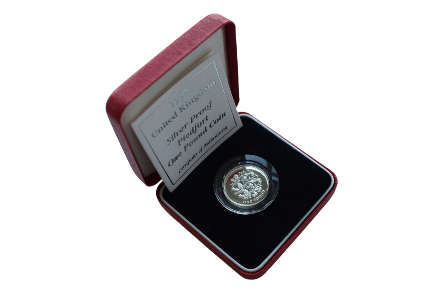 1997 Three Lions Heraldic Silver Proof Piedfort £1 Coin Box COA