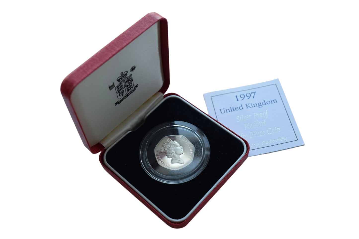 1997 RM Fifty Pence 50P Silver Piedfort Proof coin Box COA