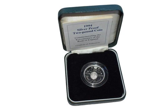 1994 Tercentenary of BoE Silver Proof £2 Coin Box COA