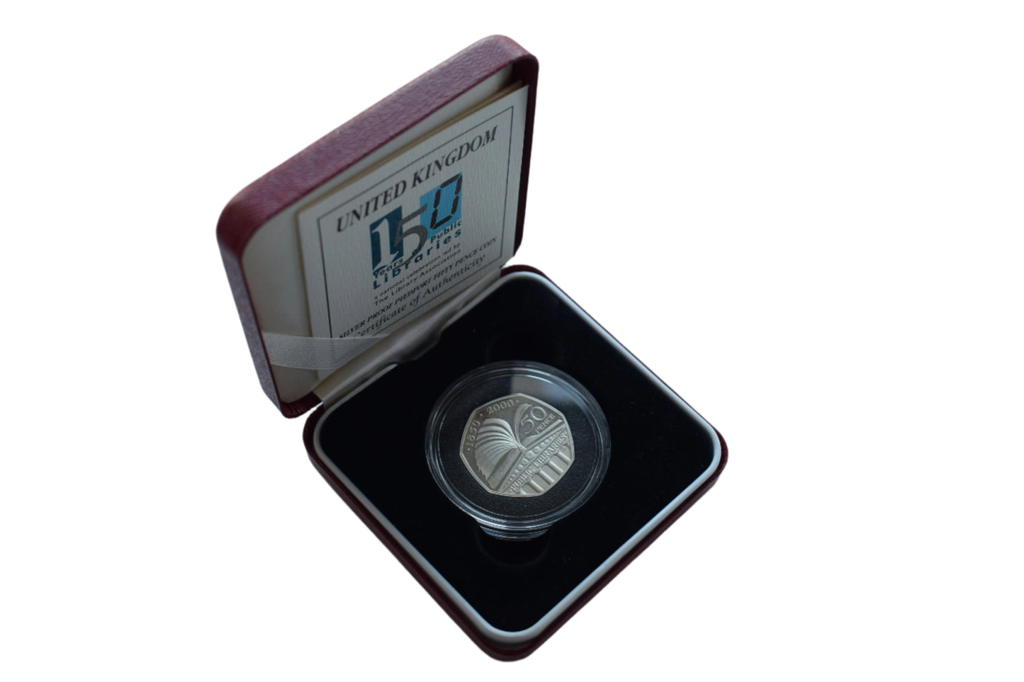 2000 Public Libraries Silver Proof Piedfort 50P Coin Box COA