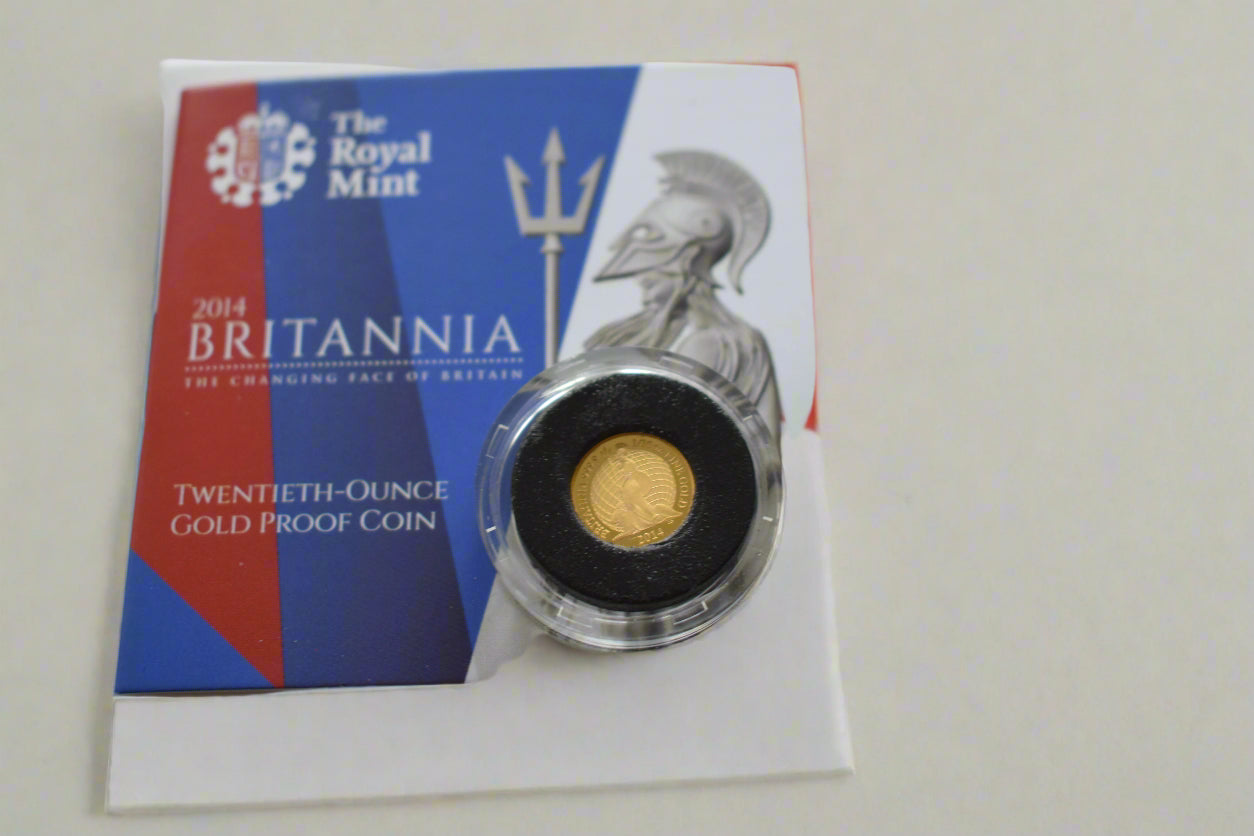 2014 Royal Mint Britannia 1/20 oz proof Gold Coin AGW 1.55 g Box COA