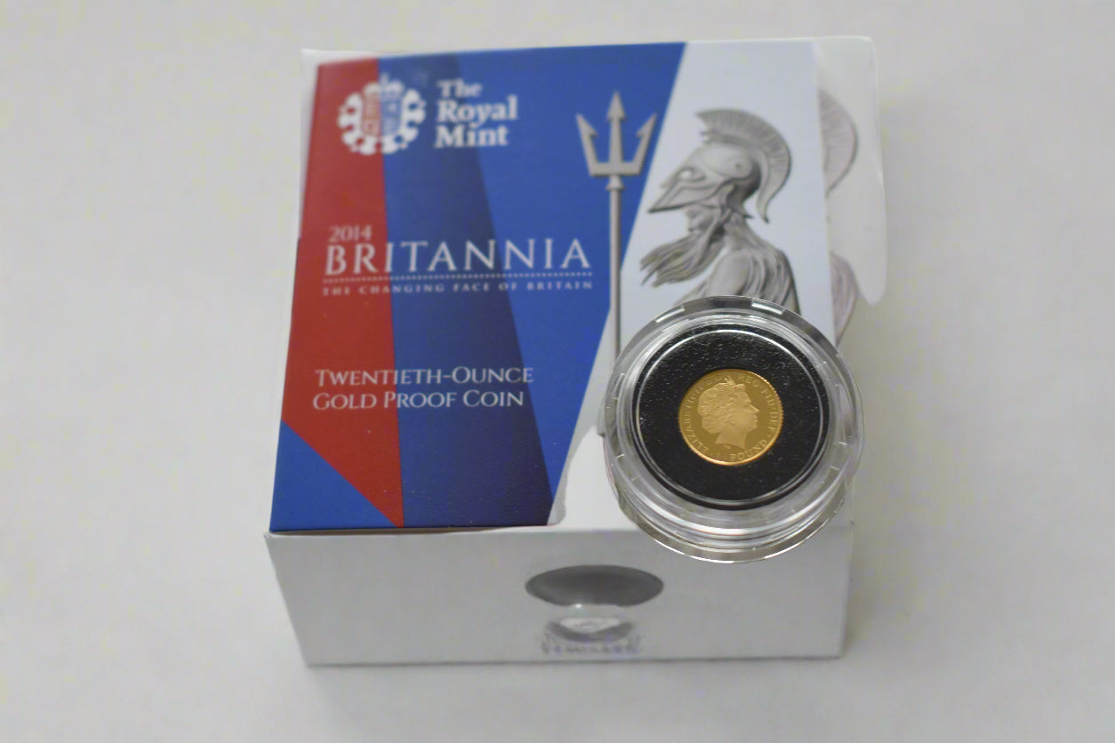 2014 Royal Mint Britannia 1/20 oz proof Gold Coin AGW 1.55 g Box COA