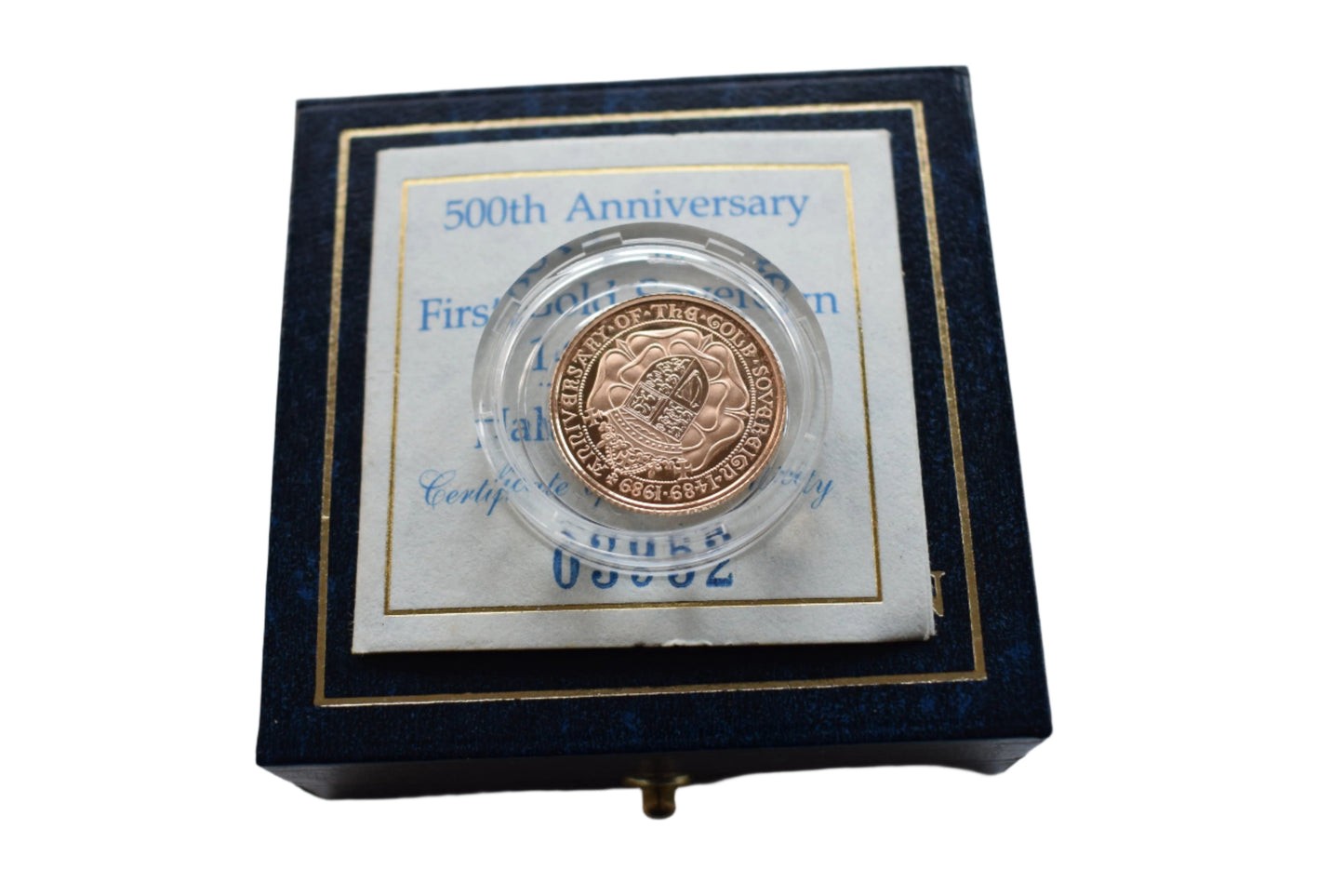 1989 RM 500th Anniversary Gold Proof Half Sovereign Box COA