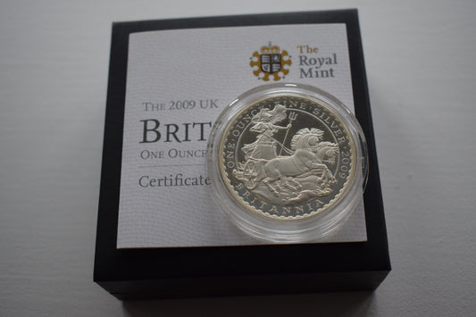 2009 Royal Mint QE II Britannia £2 Proof Silver 1 Oz Coin Box COA