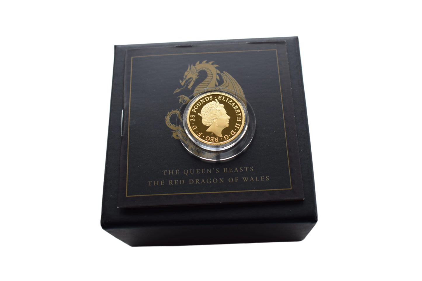 2018 RM Queens Beasts The Red Dragon of Wales 1/4 oz Gold Proof Coin Box COA