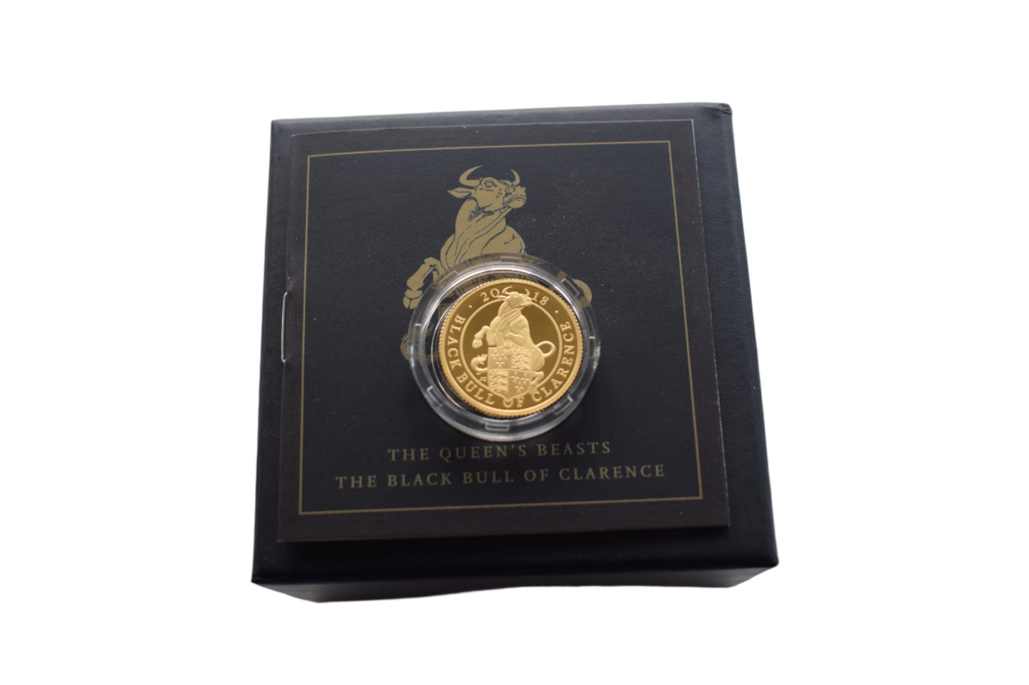 2018 RM Queens Beasts The Black Bull of Clarence 1/4 oz Gold Proof Coin Box COA