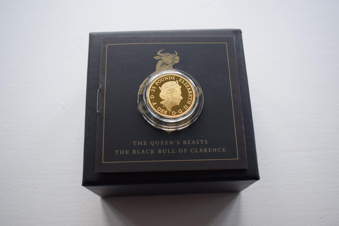 2018 RM Queens Beasts The Black Bull of Clarence 1/4 oz Gold Proof Coin Box COA