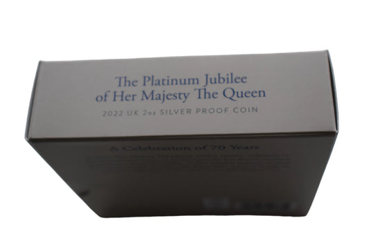 2022 Royal Mint QE II Platinum Jubilee 2 oz Proof Silver Coin Box COA